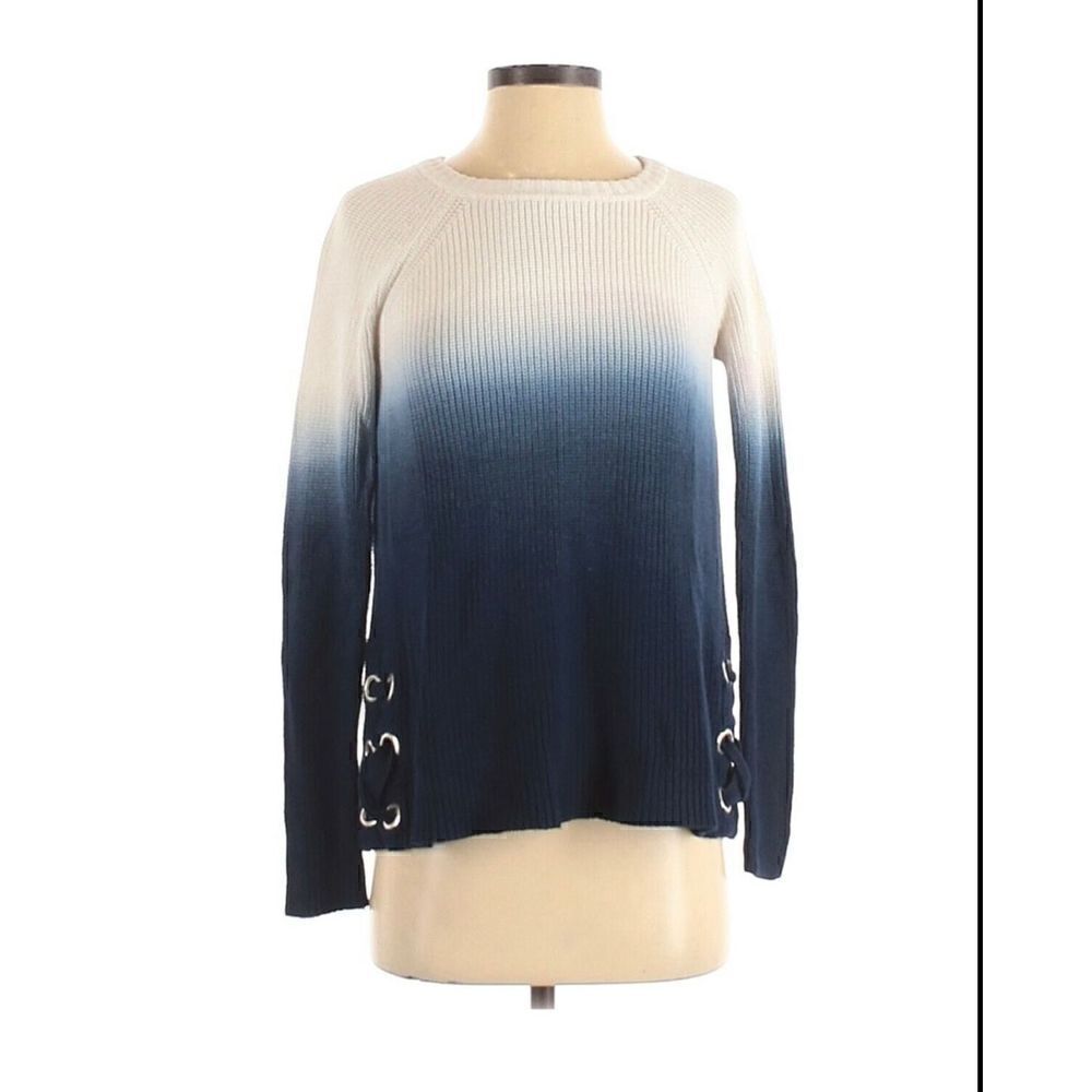 Saks Fifth Avenue Ribbed Ombre Sweater with Ties and Rivets at Waist, S/P